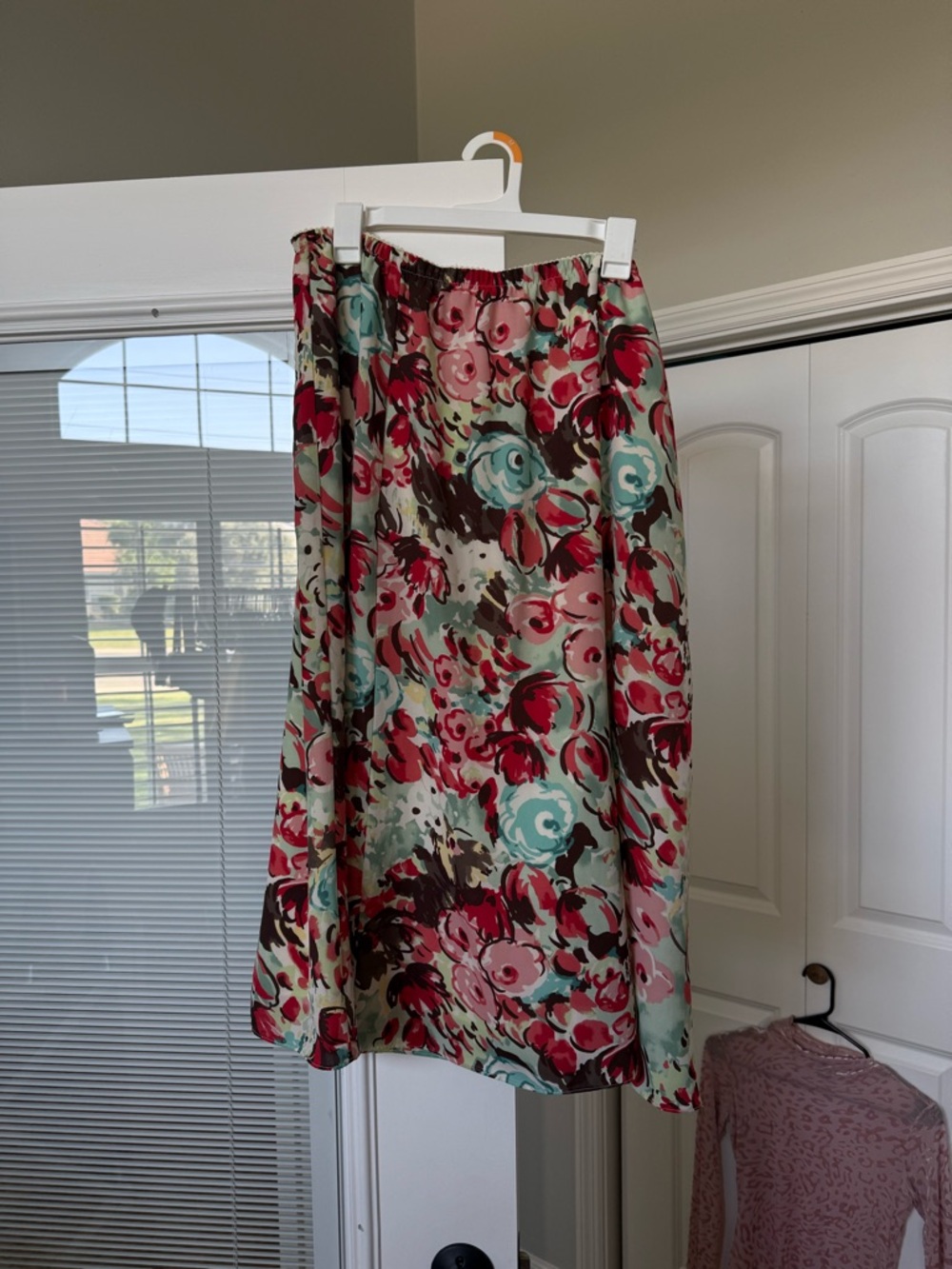 Liz Baker Floral A-Line Skirt in Pink, Teal, Brown